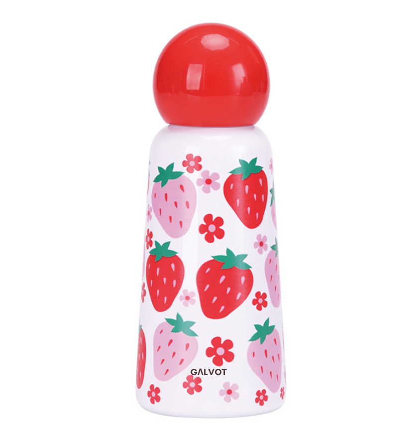 GALVOT Gourde Isotherme Blanc Fraise Gourde enfant imprimée KidsFLASK 350 ML