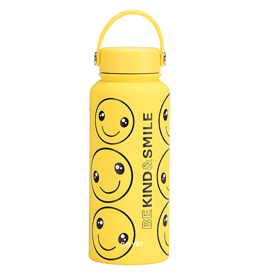 GALVOT Gourde Isotherme Jaune Smile Gourde isotherme 1L imprimée Bel'Art