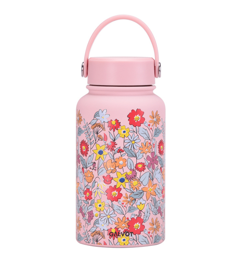 Gourde isotherme 650 ML imprimée fleur : restez foral en tout temps!