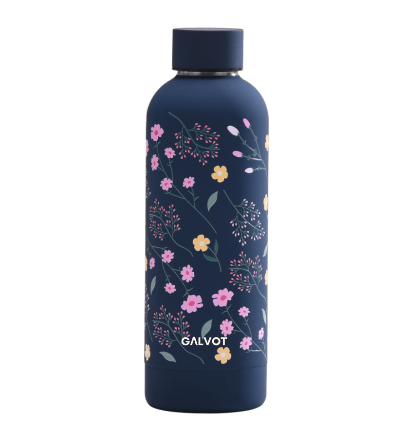 Gourde Isotherme Imprimée Fleur 500ML – Vue de face avec motif floral élégant.