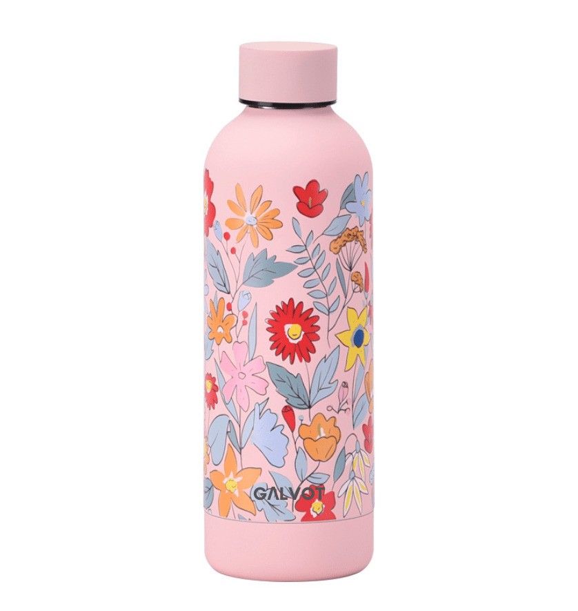 Gourde Isotherme Imprimée Fleur 500ML – Isolation thermique efficace pour boissons chaudes et froides.