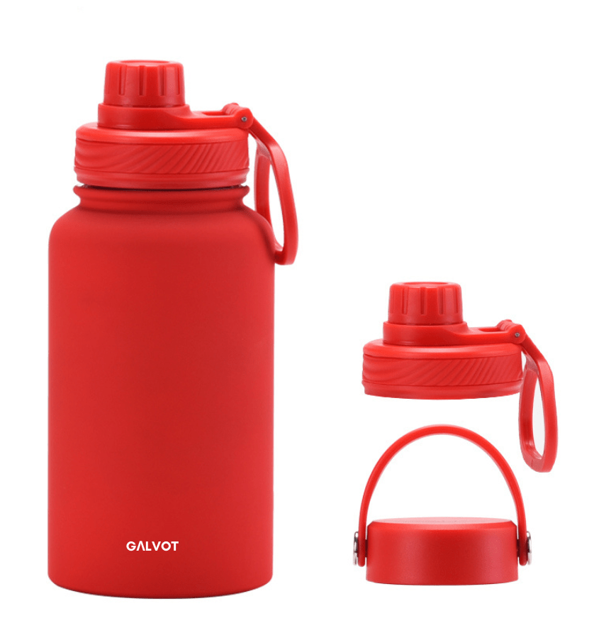 GALVOT Gourde Isotherme Rouge  Corail Gourde Isotherme 650 ML VersaBottle deux couvercles